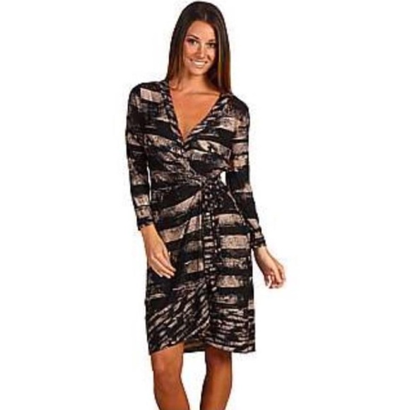 BCBGMaxAzria Knee Length Wrap Dress with 3/4 Sleeves - Picture 11 of 11